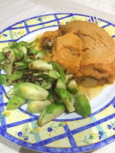 Little Hummingbird - Sweet potato beef mince casserole with brussel sprouts